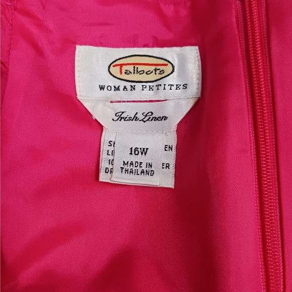 Talbots Skirt Womens 16W Petite Linen Midi Slit Lined Barbie Pink New Vintage - Picture 4 of 7